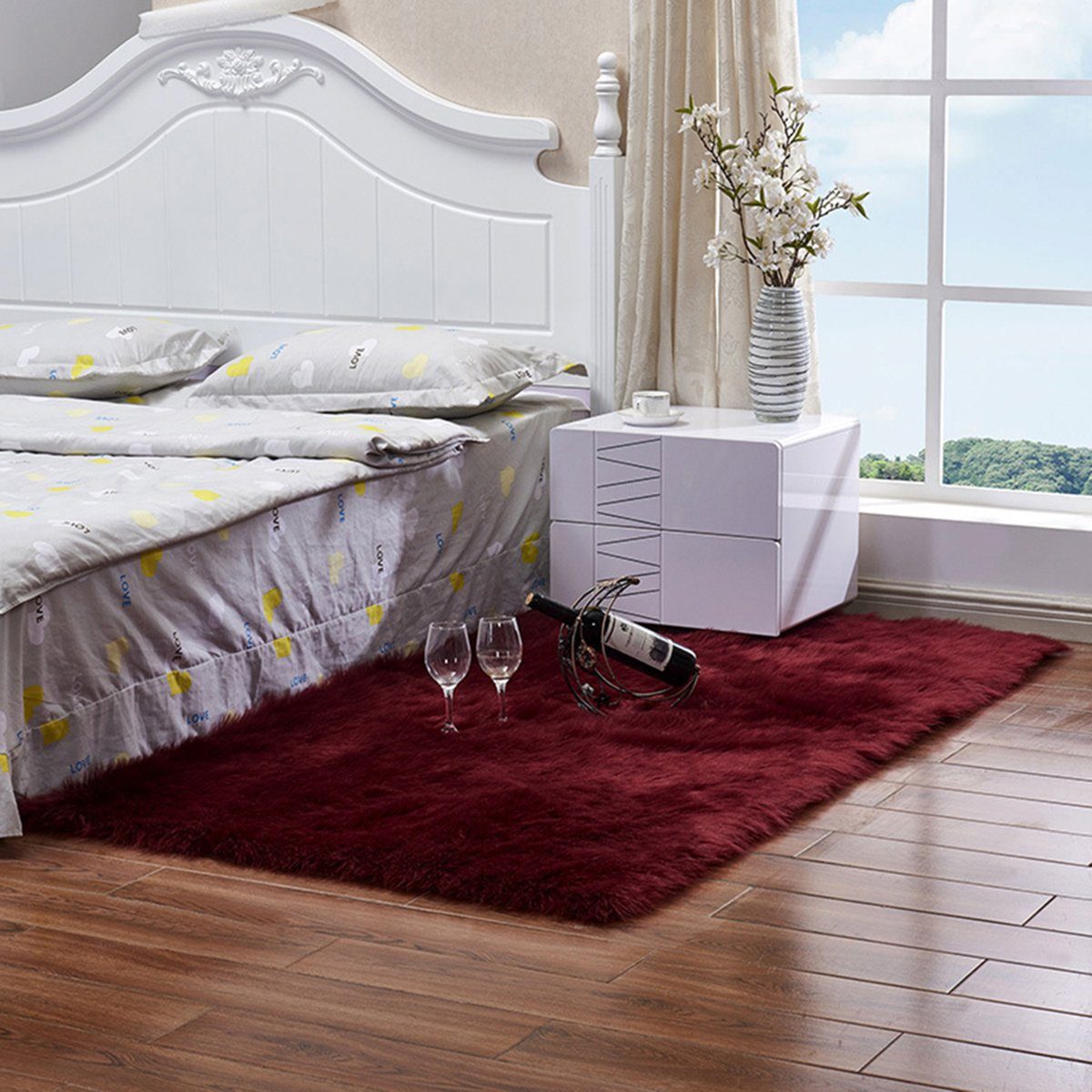 Rosnek Hochflor-Teppich Flauschige Teppiche, Hochflor Shaggy Teppich, Langflor, für Wohnzimmer, Pflegeleicht