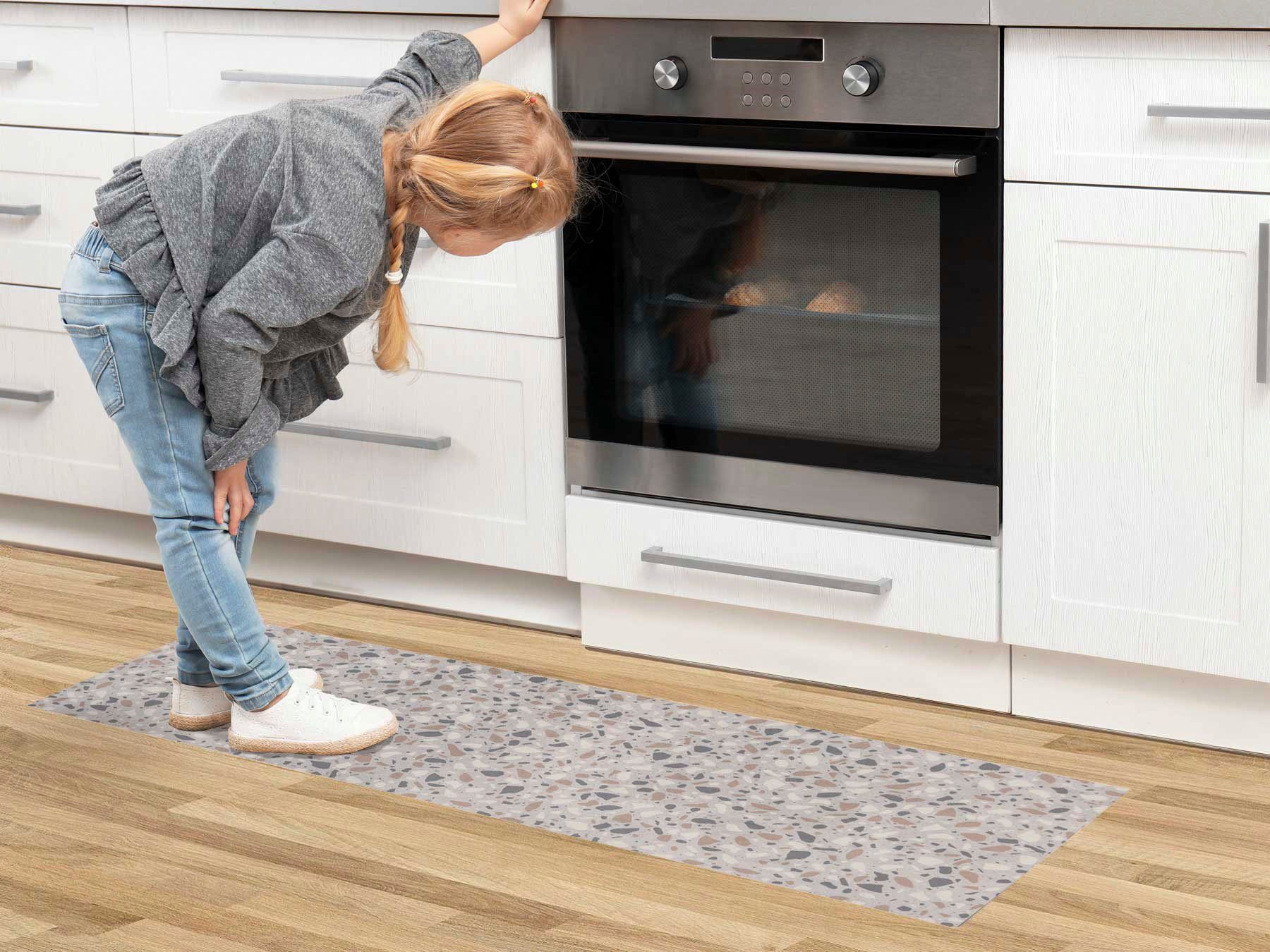 Primaflor-Ideen in Textil Vinyl-Läufer Küchenläufer TERRAZZO, Made in Belgium, rechteckig, Höhe: 2,5 mm, Küchenläufer aus Vinyl, abwischbar, Küche