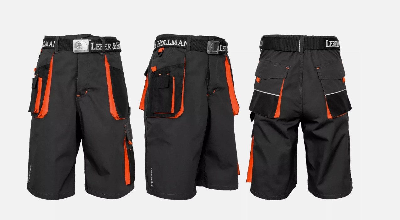 LEBER & HOLLMANN Arbeitshose Arbeitshose Herren Sicherheitshose Schutzhose KURZE + Gürtel