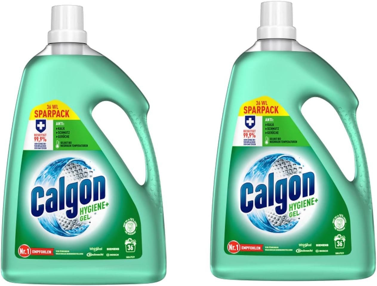 Calgon Hygiene+ Gel Wasserenthärter (Spar-Pack, [2-St. 2 x 1800 ml Antibakteriell)