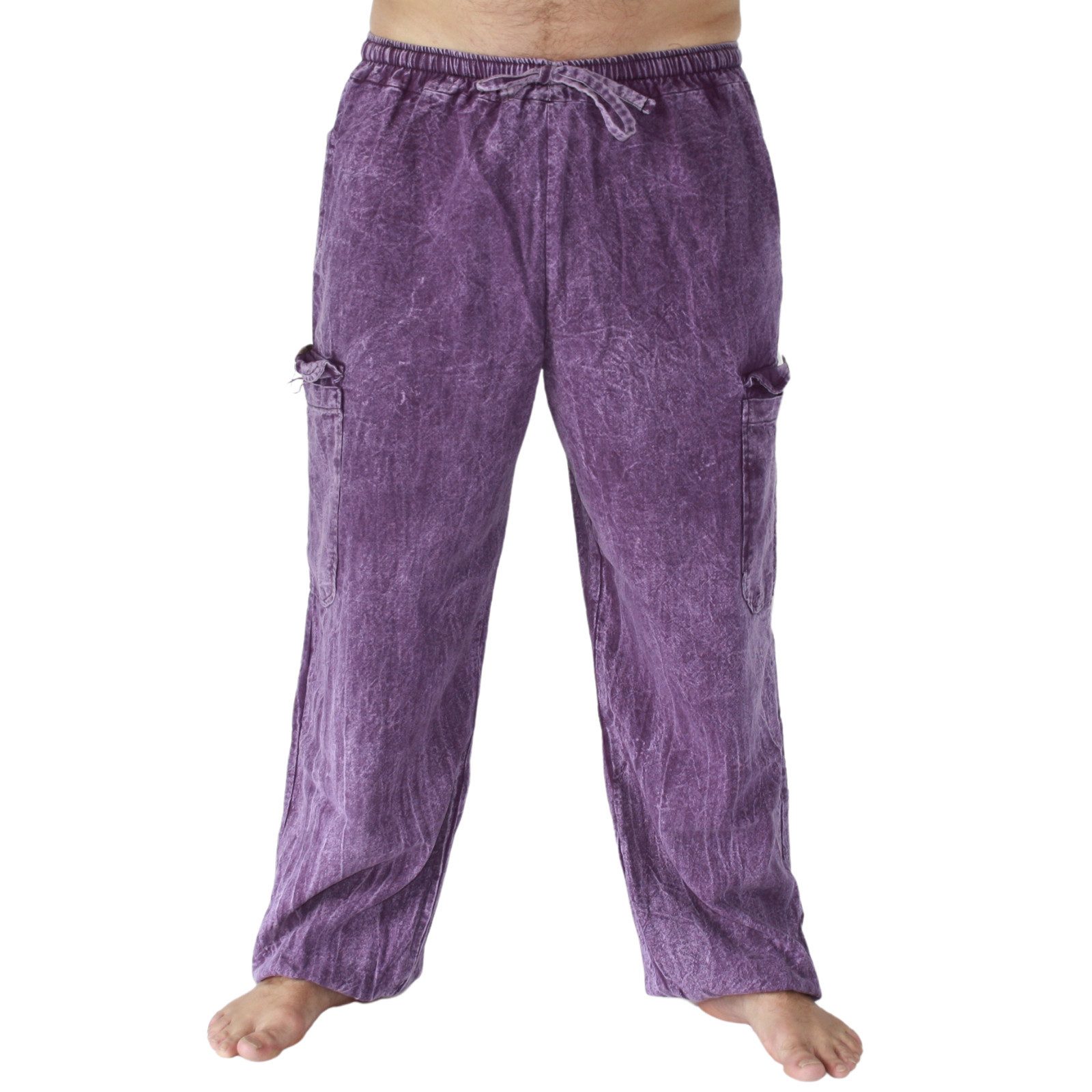 PANASIAM Wellnesshose weit geschnittene Cargohose aus 100% Baumwolle Baggy Hose Outdoorhose lässige Jogginghose lockere Relaxhose Freizeithose lange Loungehose