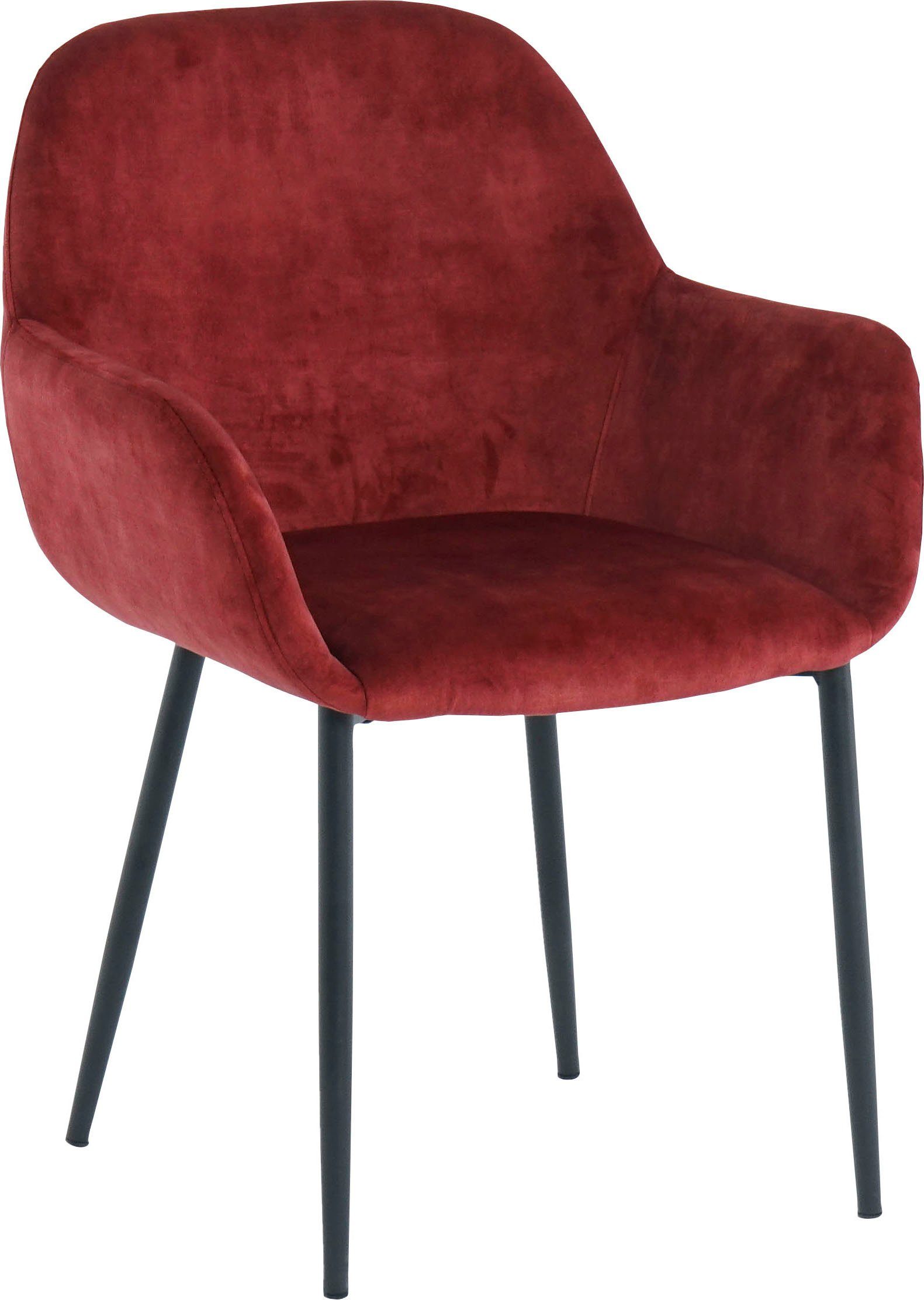 SIT Armlehnstuhl (Set, 2 St), Samtoptik Rot in Bezug | Rot/schwarz glamouröser