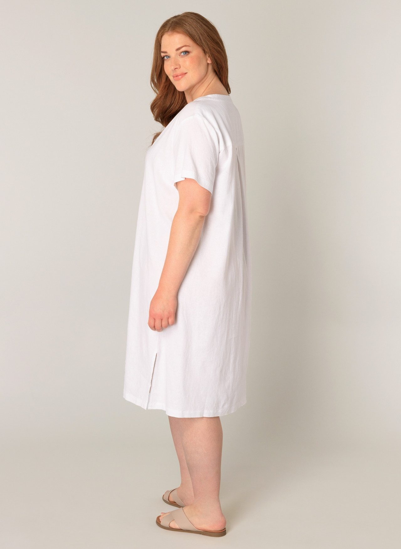 Base Level Curvy Tunikakleid Yacinthe Sommerkleid mit Leinen