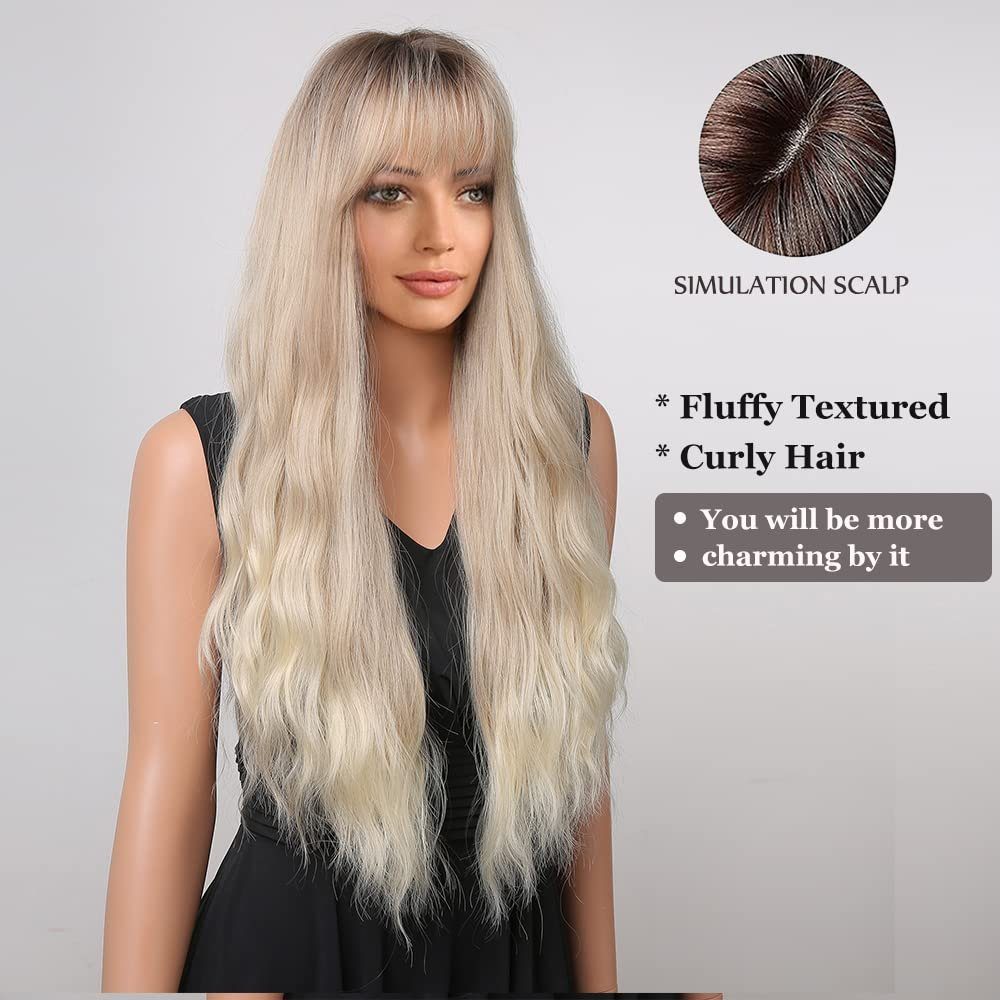 XDeer Kunsthaarperücke Lange lockige Perücke(60-75cm),moderne Perücke für frauen, Party Haarteil Natürlich aussehende synthetische Perücken