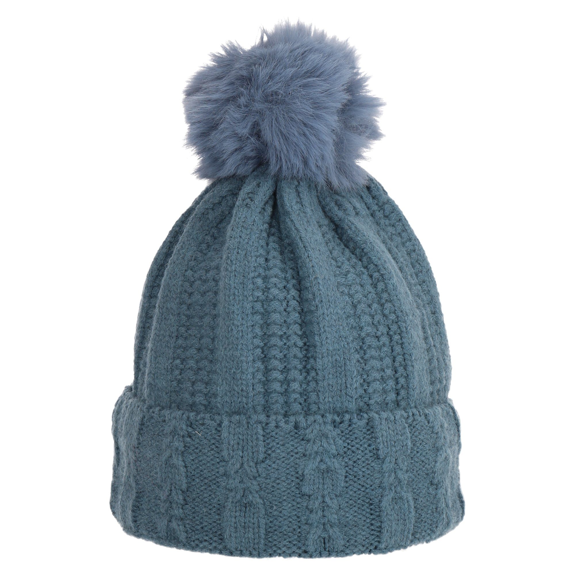 Bommelmütze Wintermütze warm gefüttert mit Kunstfell Bommel-Mütze