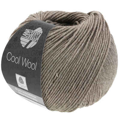 LANA GROSSA Lana Grossa - Cool Wool Melange 7115 graubraun meliert Häkelwolle, 160 m