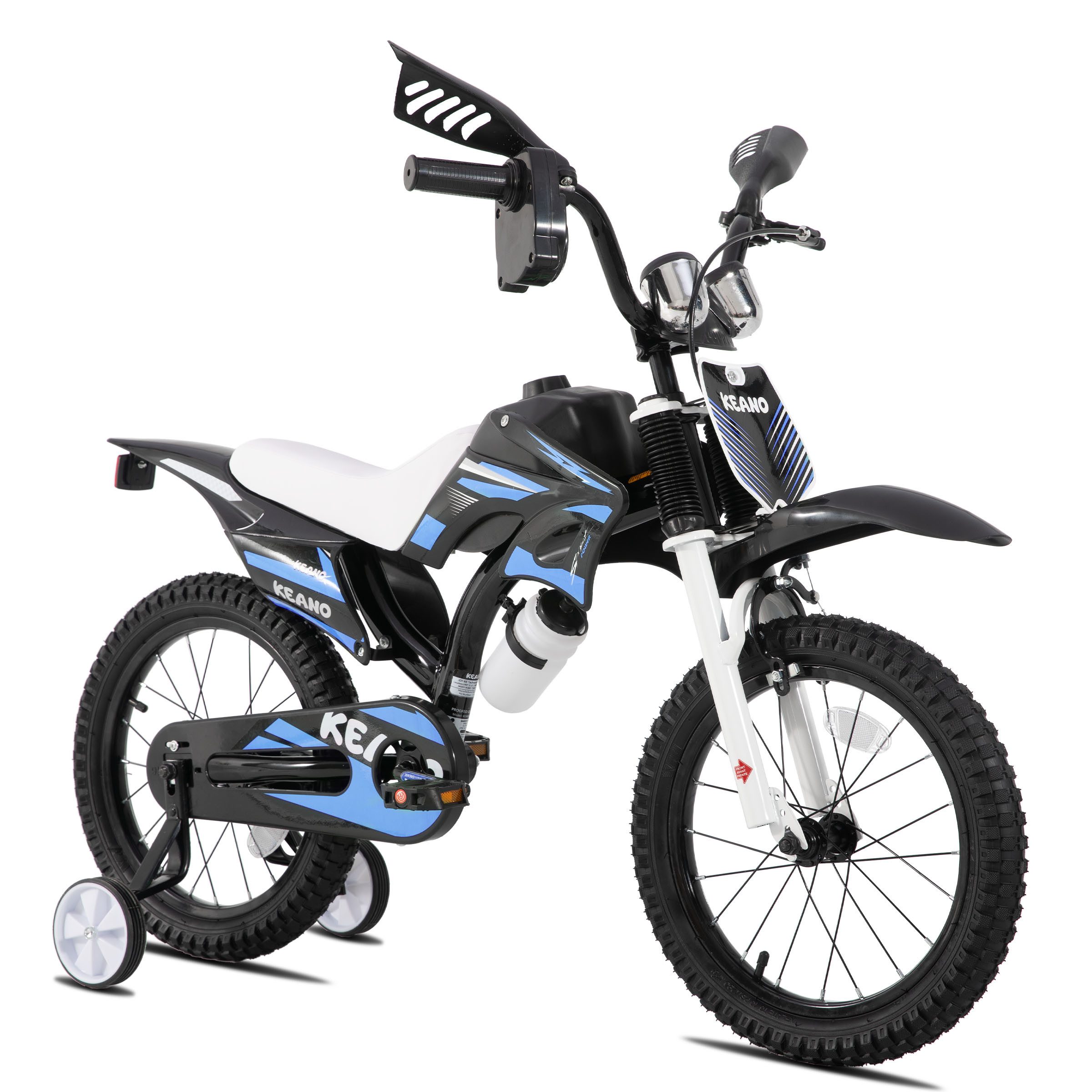 JOYSTAR Kinderfahrrad 12/16 Zoll fahrrad im Motorradstil für 3-8 Jahren Jungen und Mädchen, mit Stützrädern, Getränkehalter und Schutzblechen