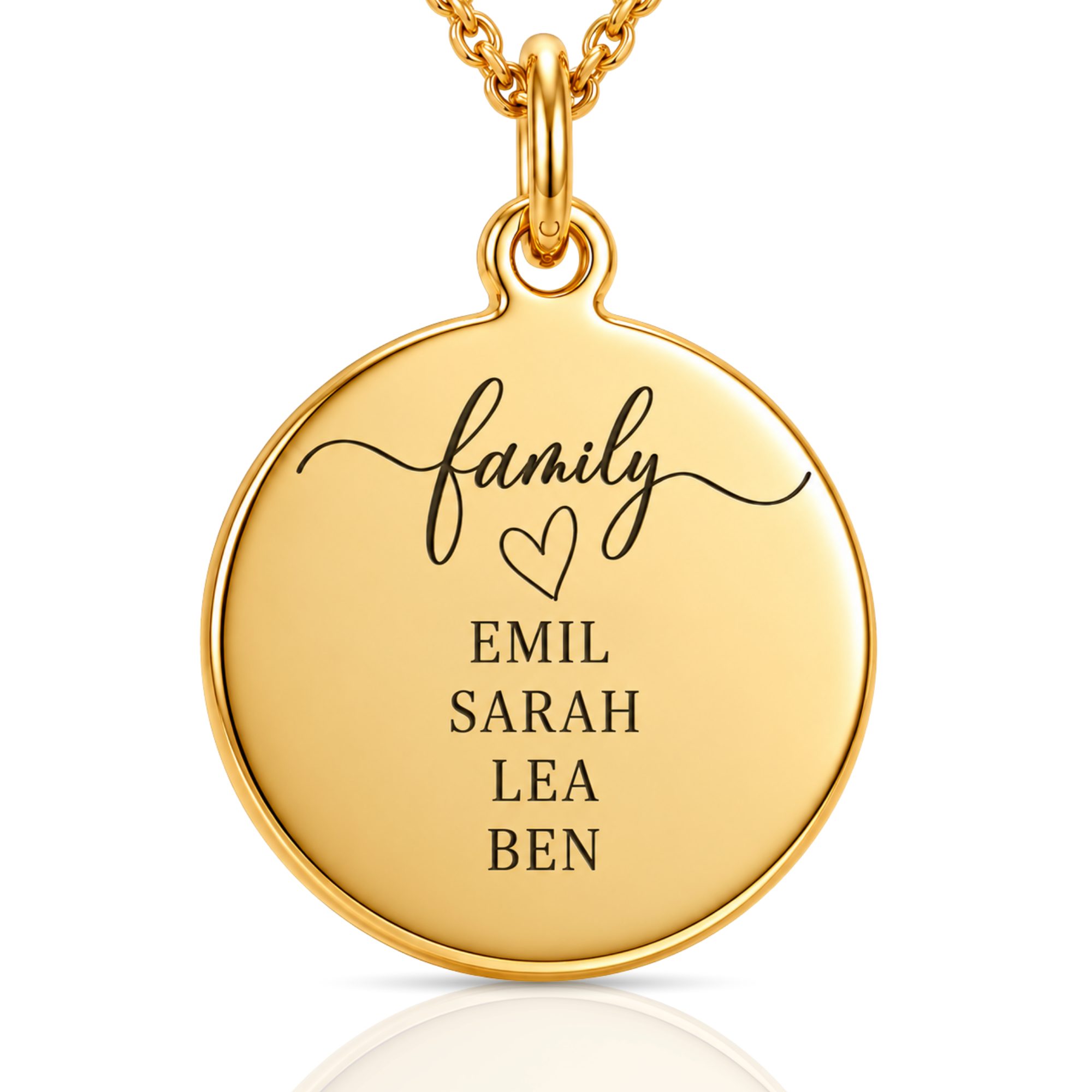 BS Schmuckdesign Kette mit Anhänger mit Gravur Personalisierte Halskette Damen Familienkette mit Namen & Symbol (Hautfreundlicher Edelstahl), personalisiert inkl. Geschenkbox
