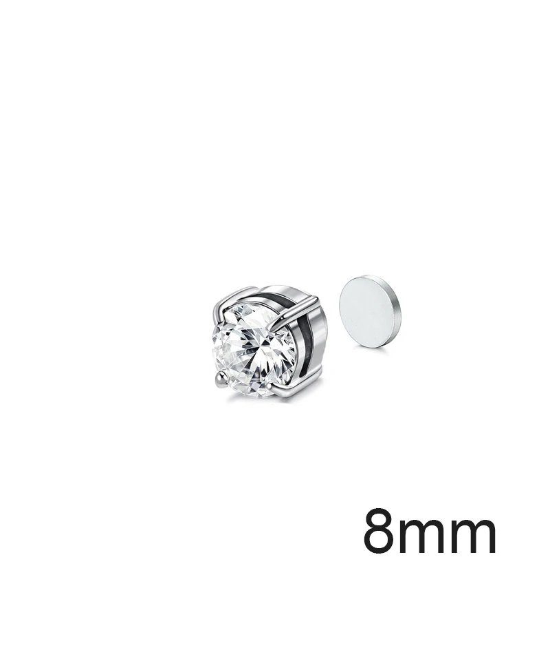 Karisma Schmuck Paar Ohrstecker 1 Paar Ohrstecker Edelstahl Hip Hop/Iced Out Ohrringe Unisex 6 und 8mm, Kein Piercing