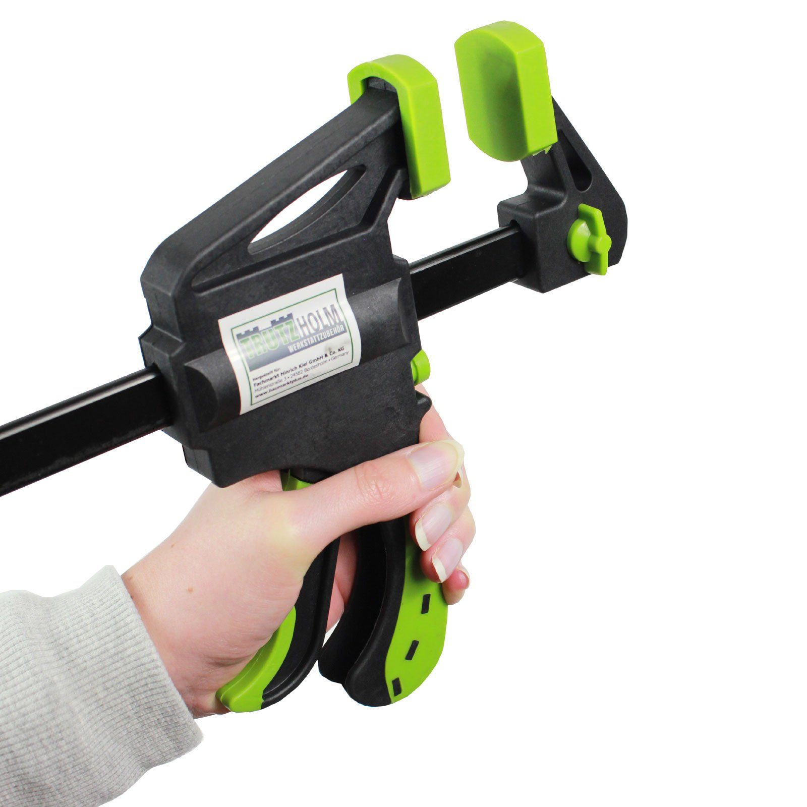 TRUTZHOLM Schraubzwinge 4x Einhandzwingen Schnellspannzwinge ergonomischer Griff 60x300 mm, (Set) – Bild 3 von 5
