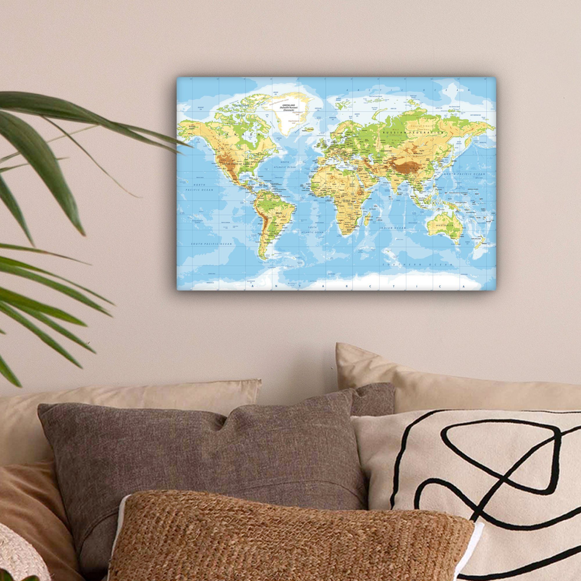 OneMillionCanvasses® Leinwandbild Weltkarte - Statistisch - Blau - Erde - B günstig online kaufen