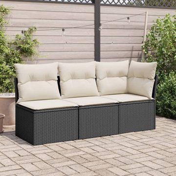 vidaXL Gartenbank Gartensofa ohne Armlehnen mit Kissen Schwarz Polyrattan Außenbereich