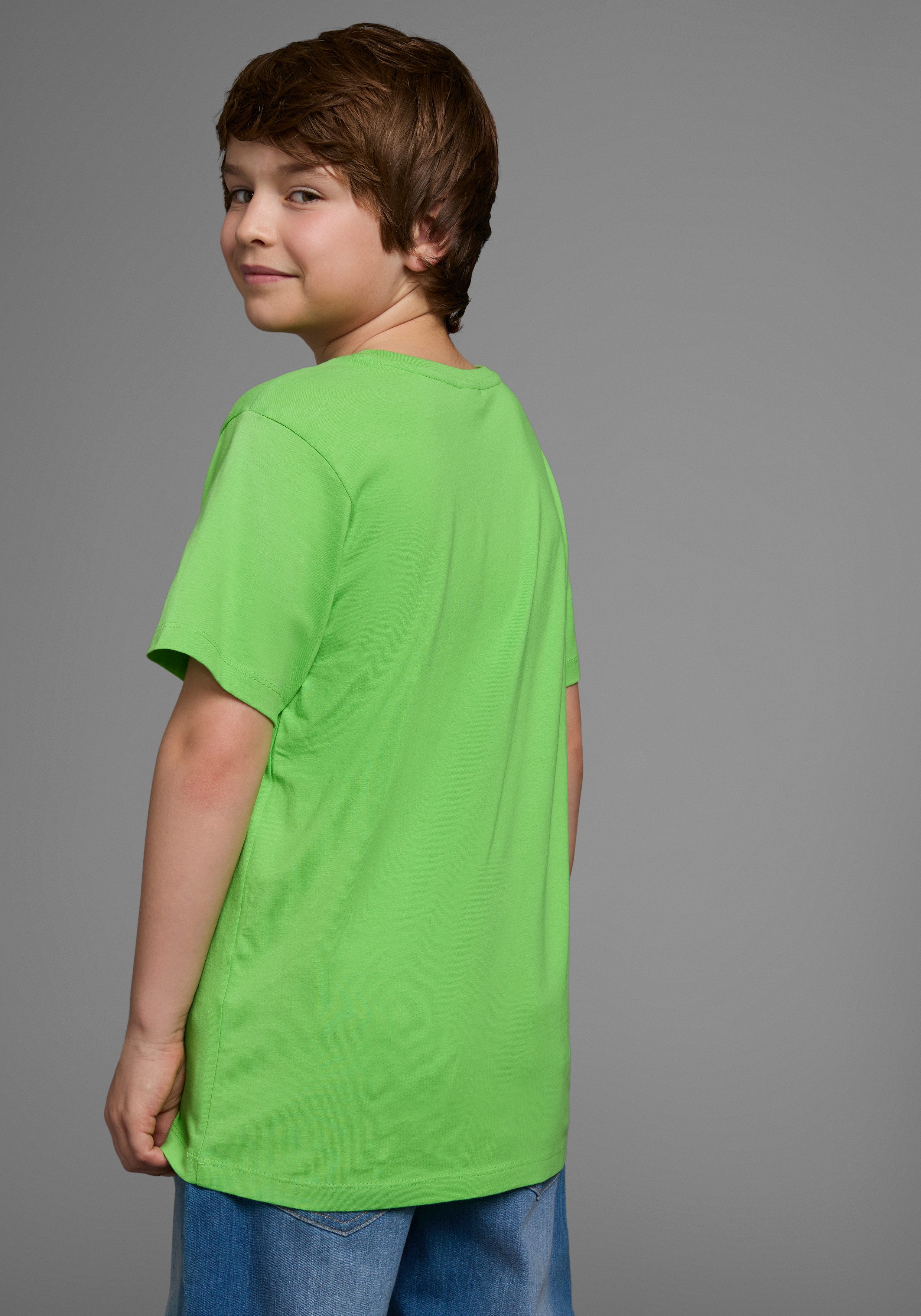 KIDSWORLD T-Shirt Mit Spruch: CHILL MAL Kurzarm, Basic-Stil, mit coolen Schriftzügen, Rundhalsausschnitt