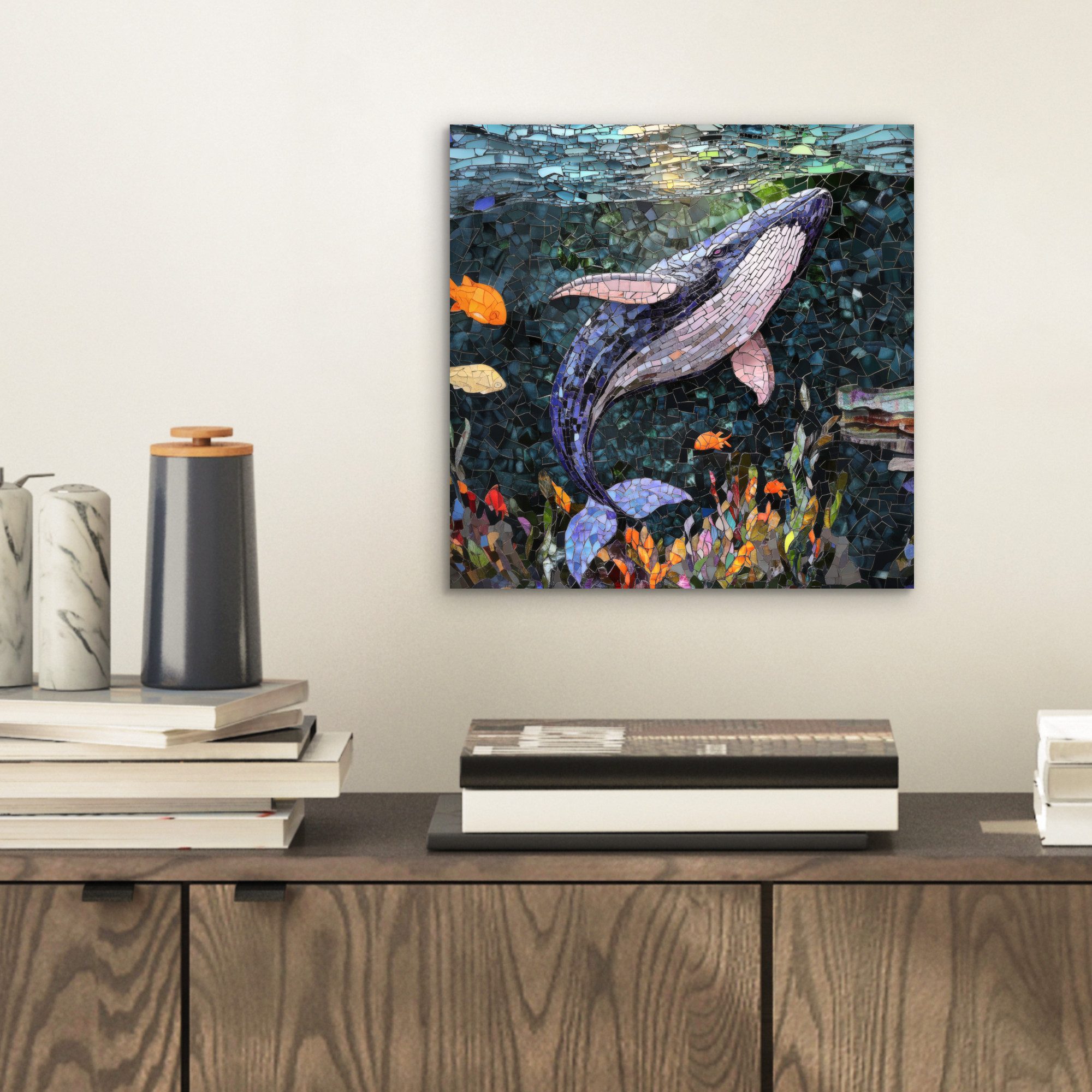 MuchoWow Metallbild Mosaik - Wal - günstig online kaufen