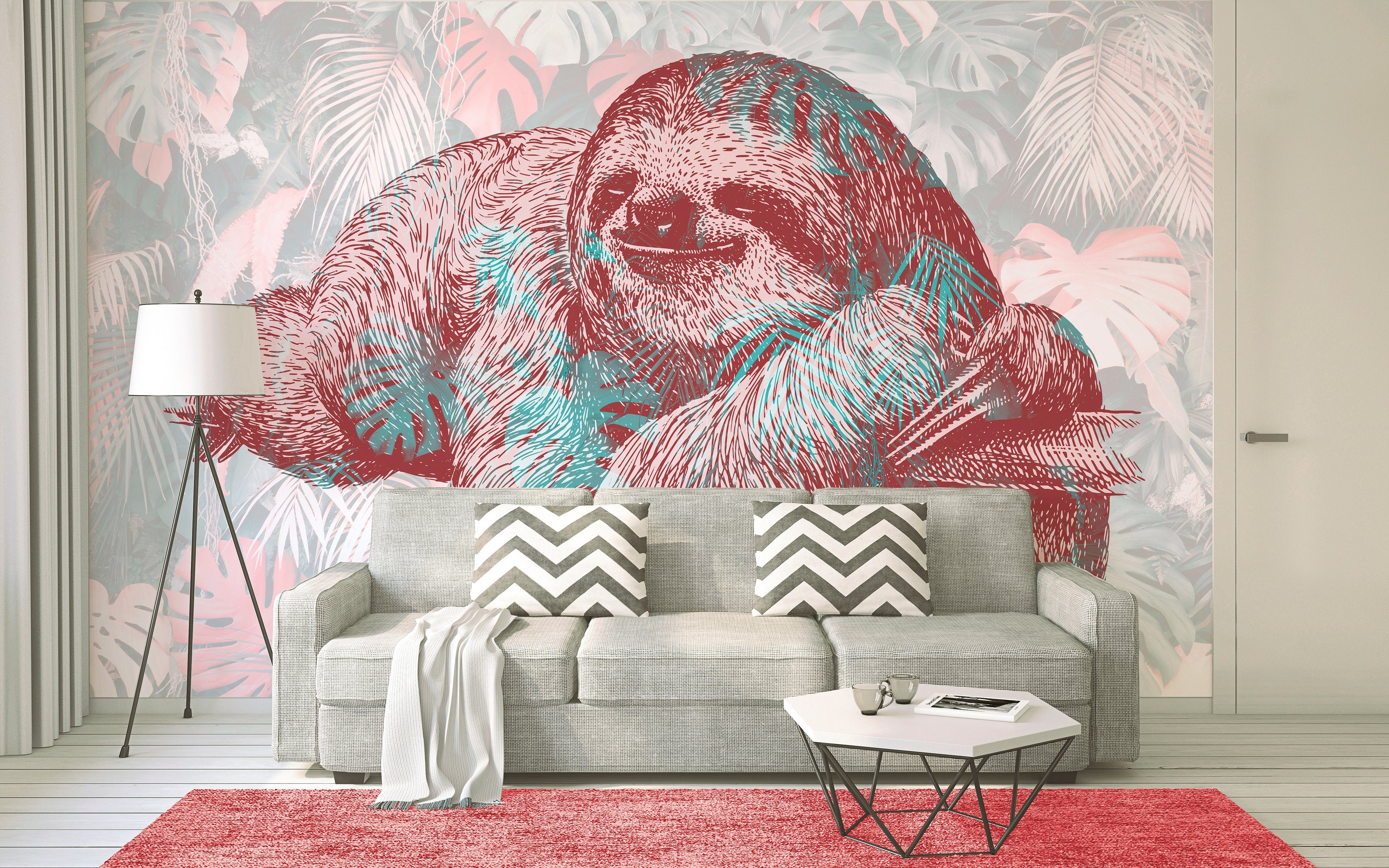Architects Paper Fototapete Atelier 47 Sloth Design 1, glatt, botanisch, (4 St), Vlies, Wand, Schräge, Decke