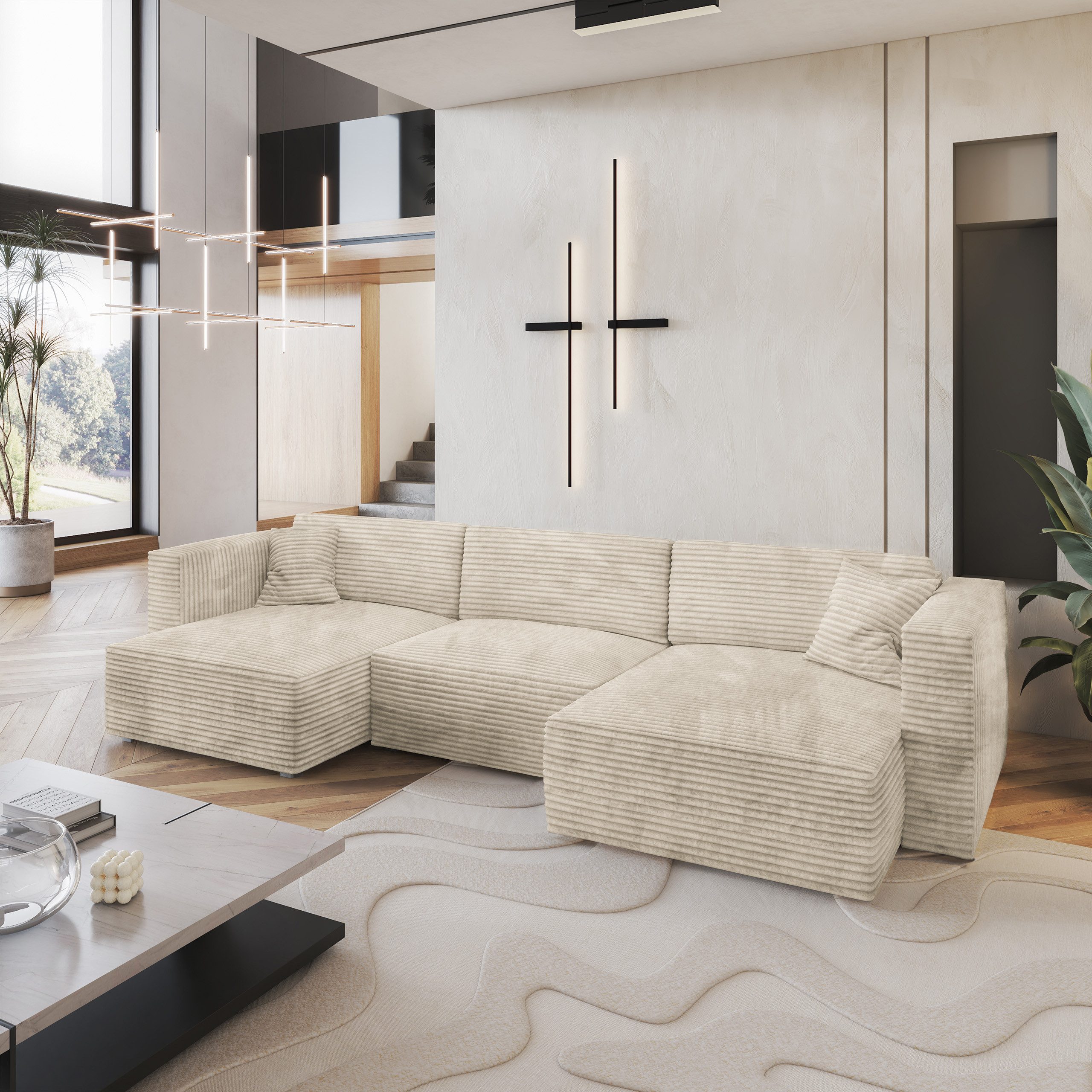 Masseno Ecksofa SARMO mit Schlaffunktion U-Form, günstig online kaufen