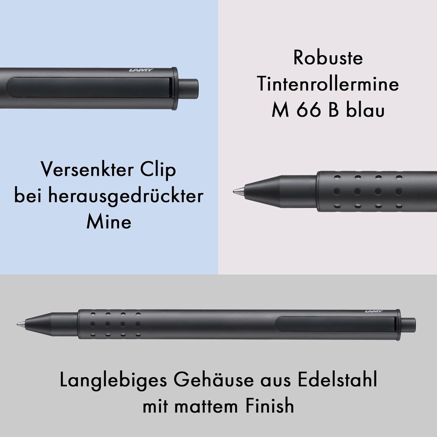 Thumbnail - LAMY Tintenroller swift, Rollerball mit robustem Gehäuse aus Edelstahl in Strichbreite B
