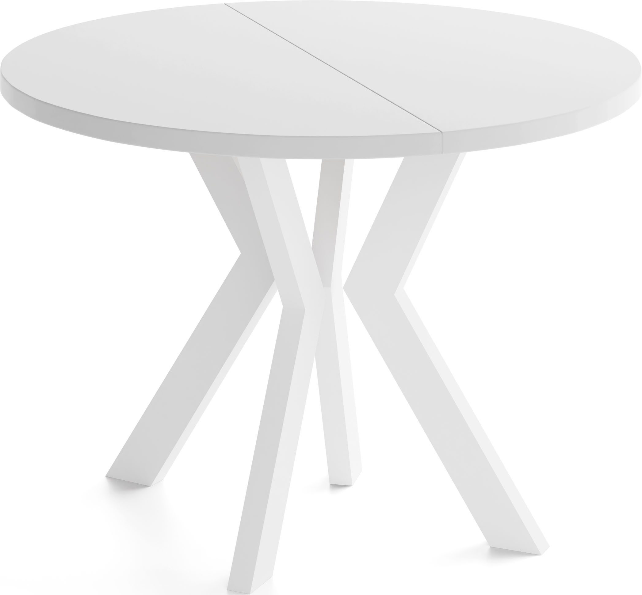 WFL GROUP Esstisch Savio ausziehbar verlängerbar rund modern mit Weißen Holzbeinen (MADE IN EU, XXL Groß – 80/90/100 cm ausziehbar auf 130/190/200/300 cm), platzsparender Tisch für kleine Küche, Esszimmer oder Wohnzimmer