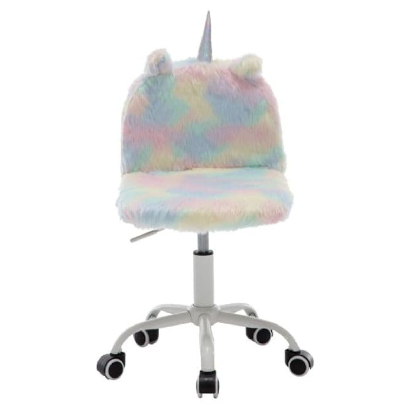 CHAIRUS Stuhl höhenverstellbarer Kunstfell-Drehstuhl ohne Armlehnen für Kinder (1 St), Kinderdrehstuhl Schreibtischstuhl, Polsterstuhl, Süßes Einhorn-Design