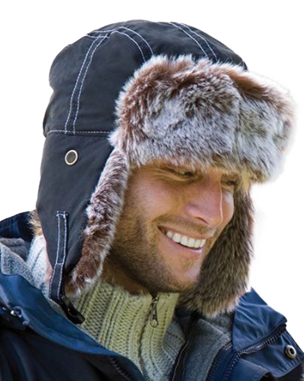 Wintermütze Gr. Russische S, Ohrenklappen Blau M, Sherpa L Result Herren / Ohrenmütze mit (Kunstfellmütze) Mütze