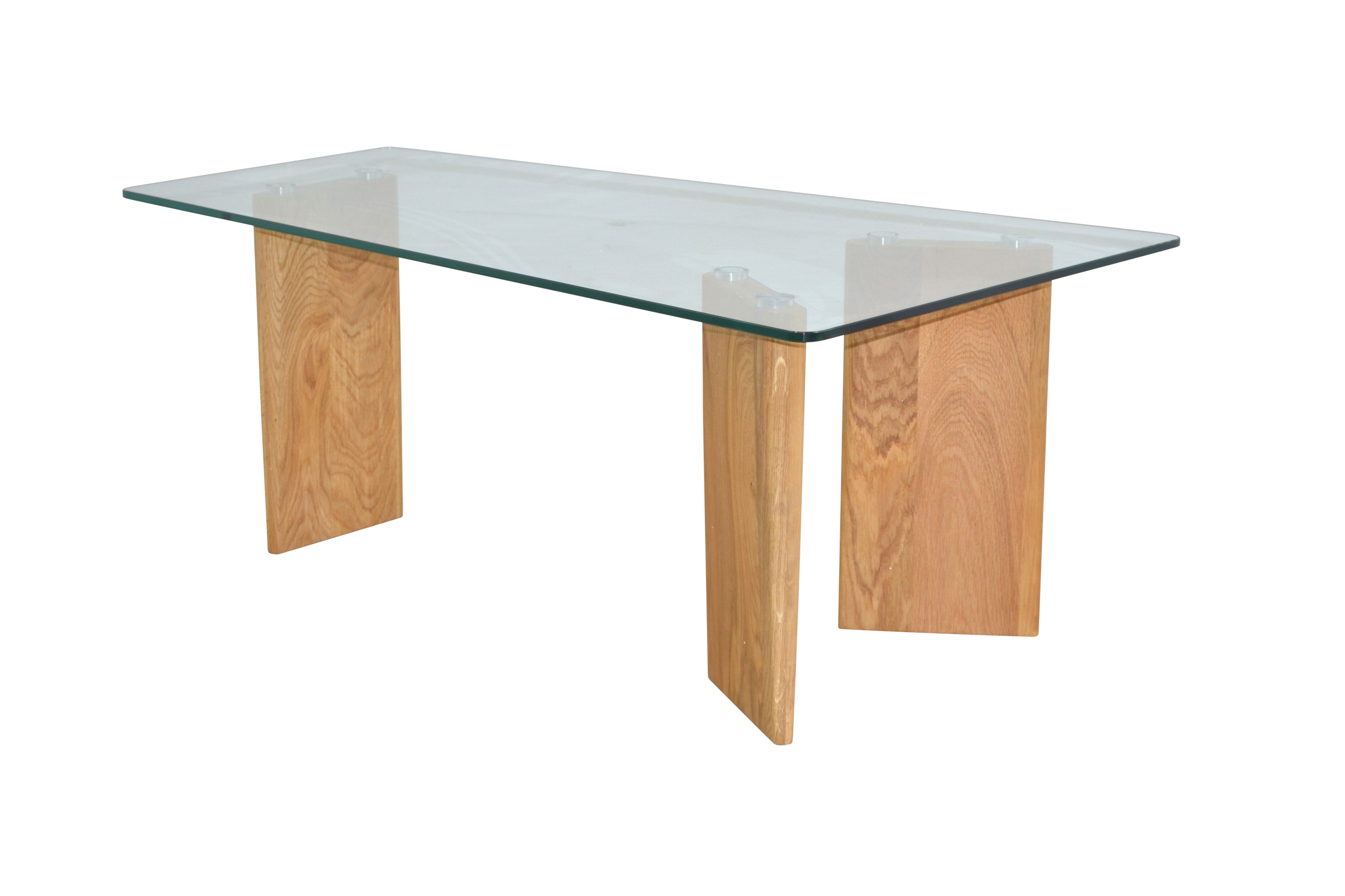 Couchtisch aus Massivholz Eiche, mit großer Sicherheit-Klarglasplatte 100x60 cm