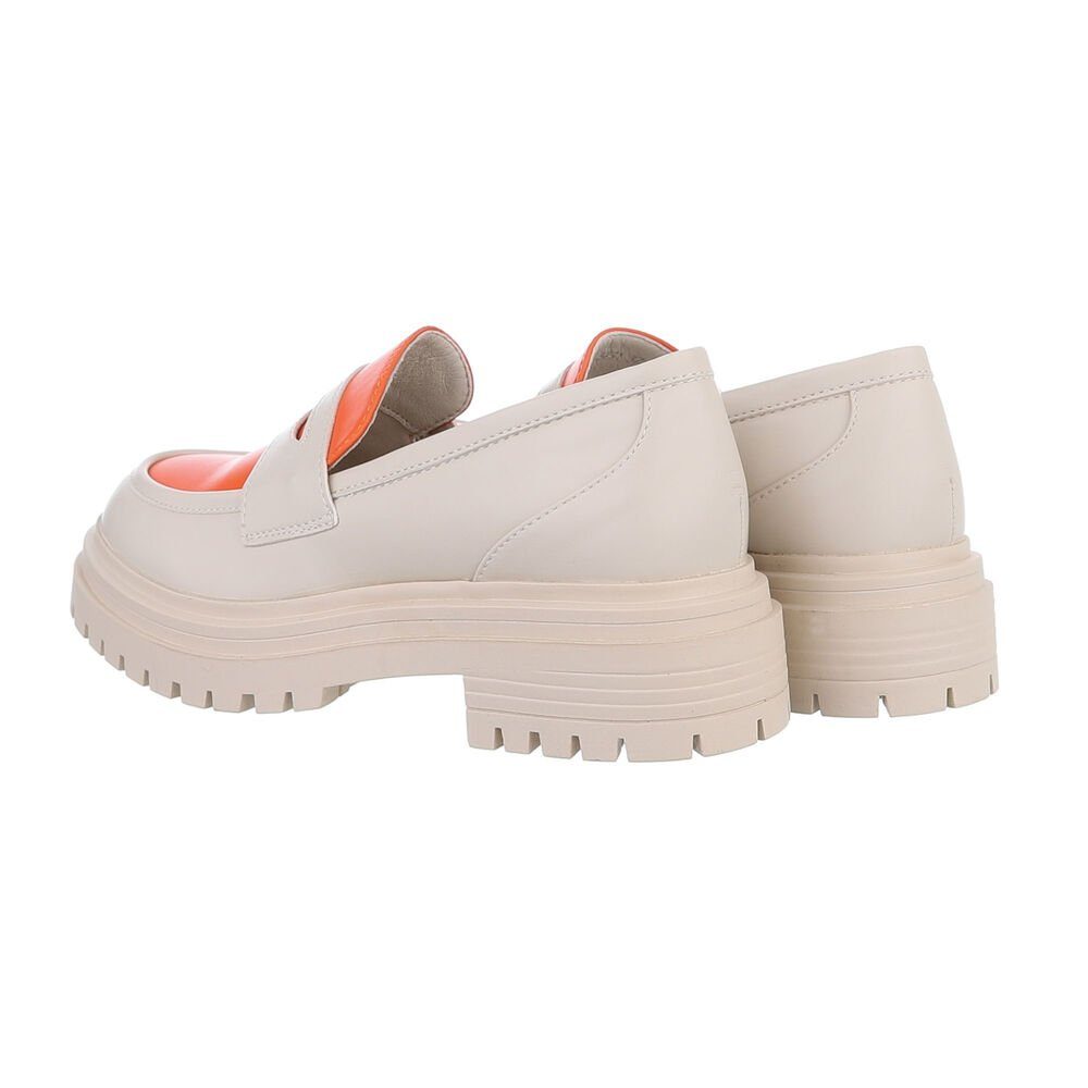 Ital-Design Damen Mokassins Freizeit Slipper Blockabsatz Mokassins in Schwarz