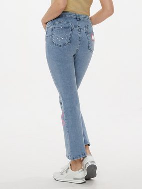 Sarah Kern Bootcut-Jeans Schlaghose figurbetont mit Paintingeffekten