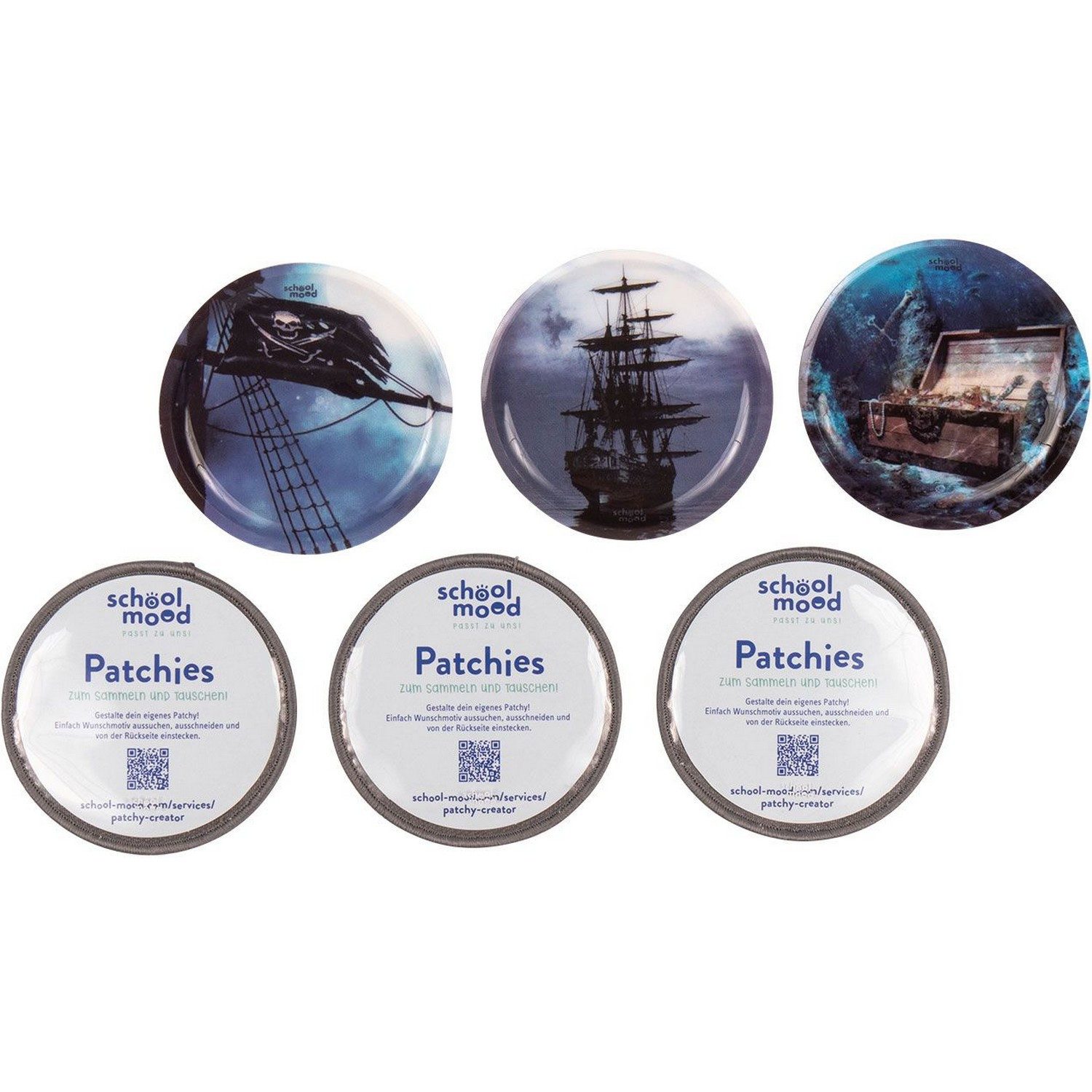 SCHOOL-MOOD® Schulranzen 6er Patchy-Set Pirat