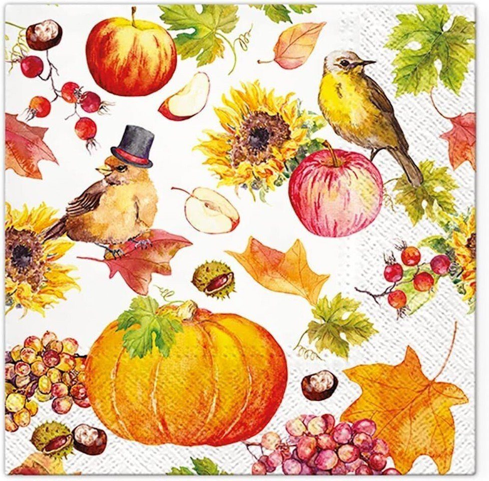 PAW Sp. z o.o. Papierserviette Servietten 33x33cm 3-lagig, Kürbisland - Pumpkin Land (20 Stück)