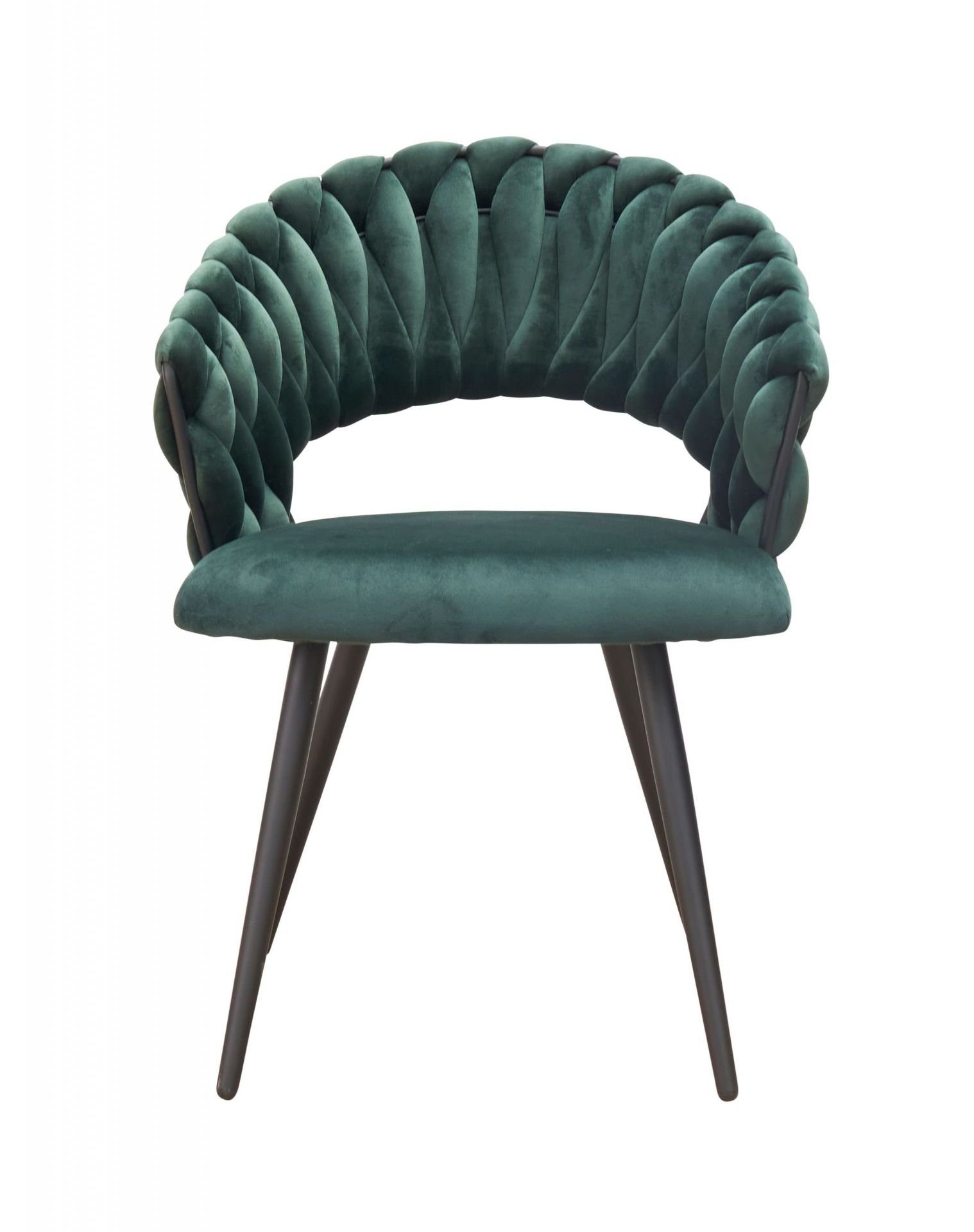 Esszimmerstuhl Stuhl Armlehnenstuhl grün Virginia Designerstuhl Samtoptik dasmöbelwerk