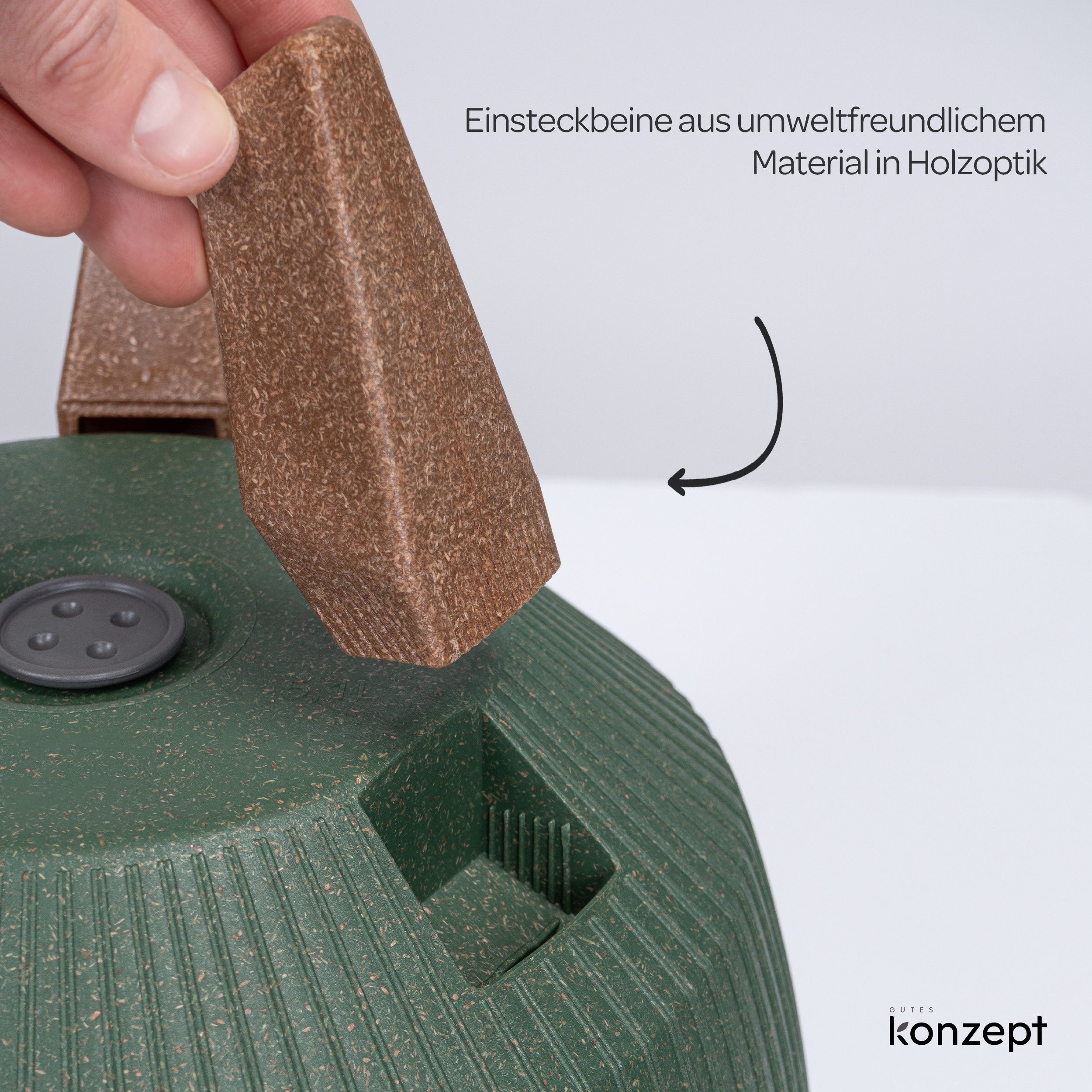 KONZEPT Blumentopf Pflanzschale 24/29cm Blumentopf mit Füßen, mit Wasserabfluss-Einsatz, wetterfest & UV-beständig, Übertopf für Innen & Außen – Bild 5 von 5