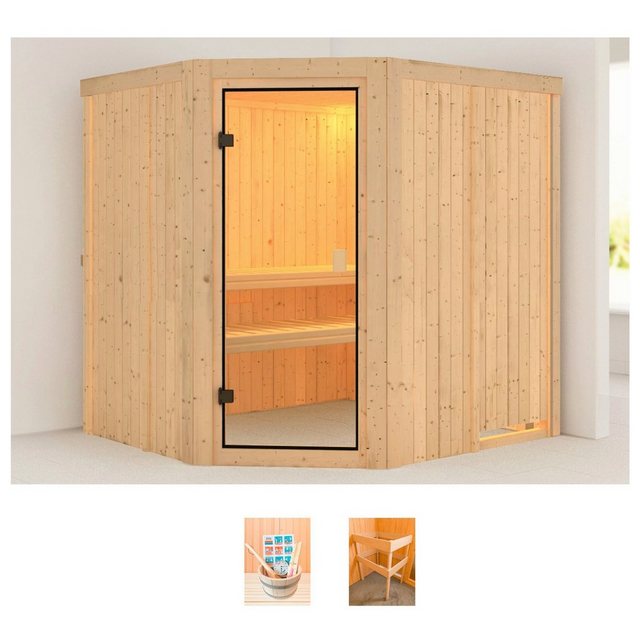 welltime Sauna »Heike«, BxTxH 196 x 178 x 198 cm, 68 mm, (Set) ohne Ofen, mit 6 tlg. Zubehörset  - Onlineshop Otto