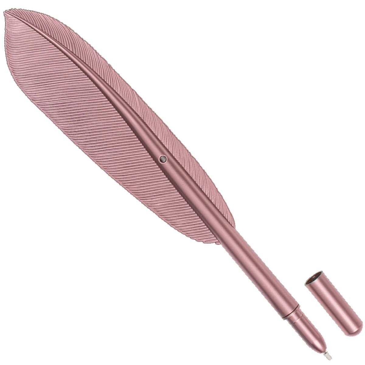 Marabellas Shop Kugelschreiber Kugelschreiber als Feder aus Kunststoff 21 cm mit schwarzer Schrift, (1-tlg), wiederbefüllbar