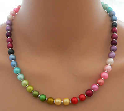 traumschmuck Perlenkette 441f Halskette Glasperlen seidenmattmehrfarbig, bunt, (Geschenk, Muttertag, Weihnachten, Geburtstag, Valentinstag, incl. Schmuckbox), handgefertigt, Made in Germany