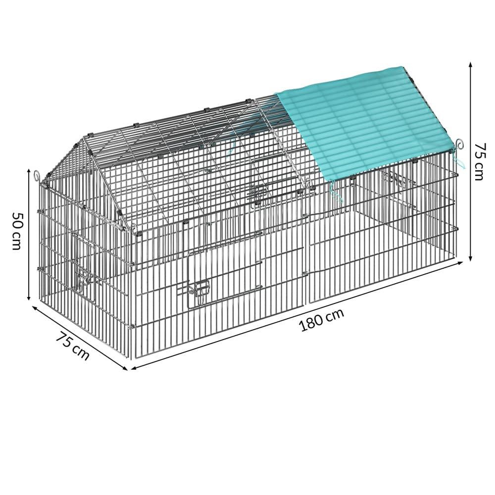 Cadoca Freigehege, Freilaufgehege 180x75x75cm Sonnenschutz Auslauf Garten Kaninchenstall
