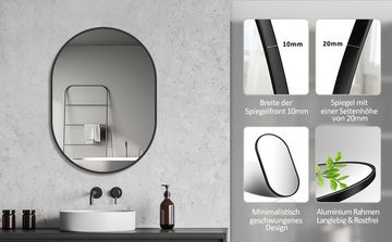 WDWRITTI Spiegel mit licht Badspiegel Wandspiegel mit 60cm LED Wandleuchte Kaltweiß (Bogen, 80x50/50x80cm), HD Spiegel mit Metall Rahmen