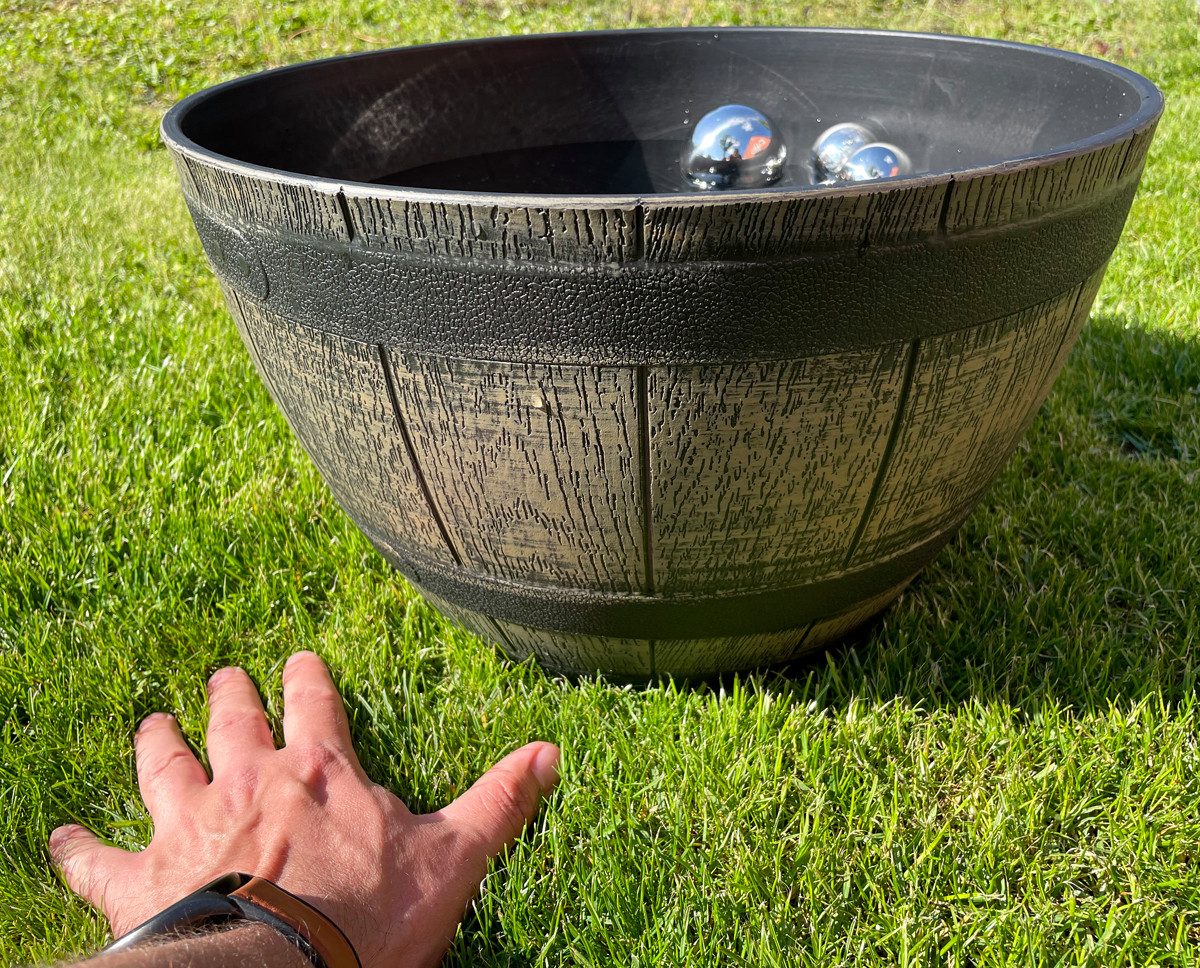 LB H&F Lilienburg Prefabricated Pond Mini Pond Tub Barrel Round Waterproof 40cm Sturdy Plastic 40 Liters, 40.00 l, (pond tub balcony pond nostalgic retro balcony terrace insect water pond vessel pond bowl tub, aquatic plants decorative pond garden tub decorative bowl vat trough), Waterproof, Weatherproof, Frost-resistant