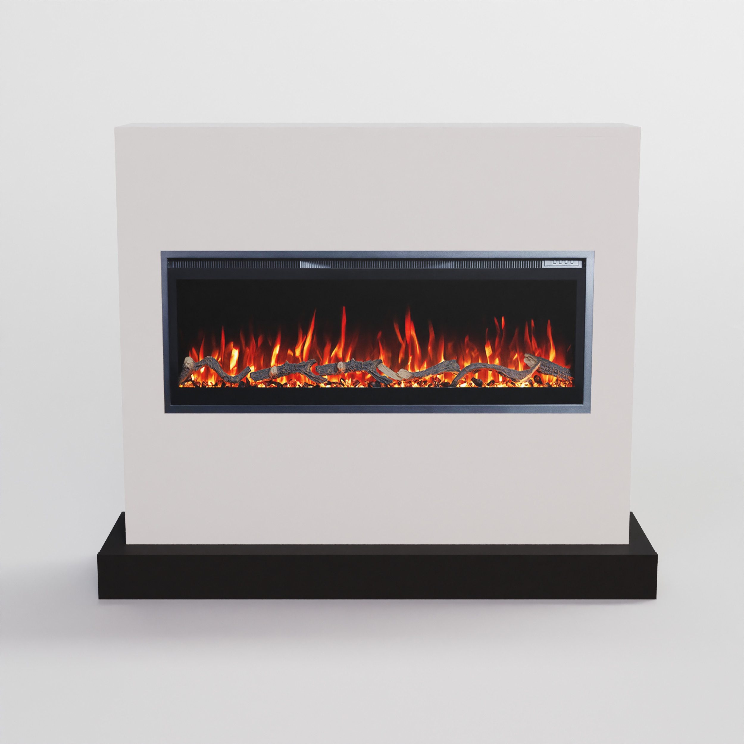 GLOW FIRE Elektrokamin Zeus weiß / grau / schwarz ZEUS LED Kamin mit Heizung, Elektrischer Kamin mit 3D Feuer mit Heizung, 2 Dekorationen