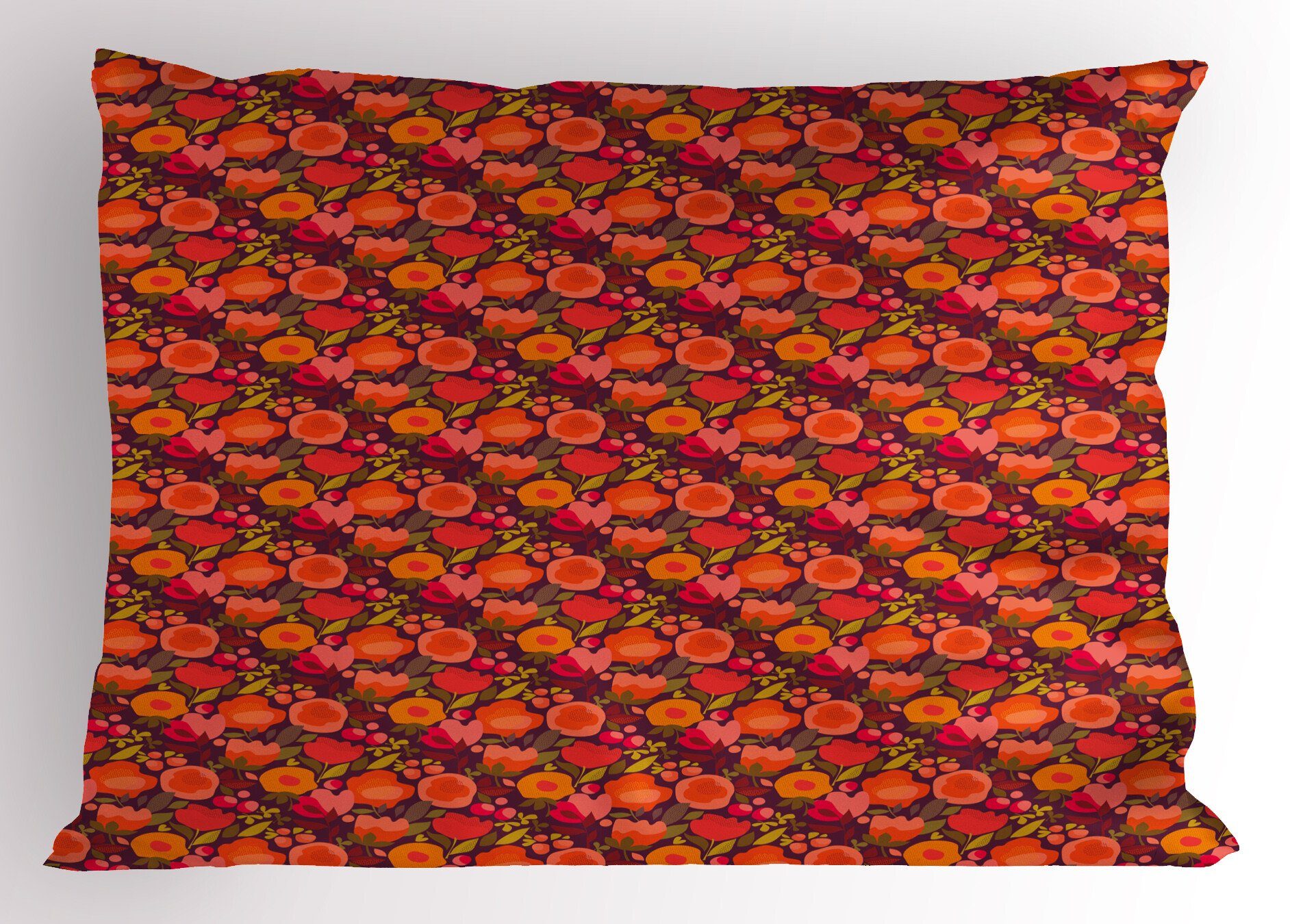 Kissenbezüge Dekorativer Standard King Size Gedruckter Kissenbezug, Abakuhaus (1 Stück), Burnt orange Abstract Floral Doodle