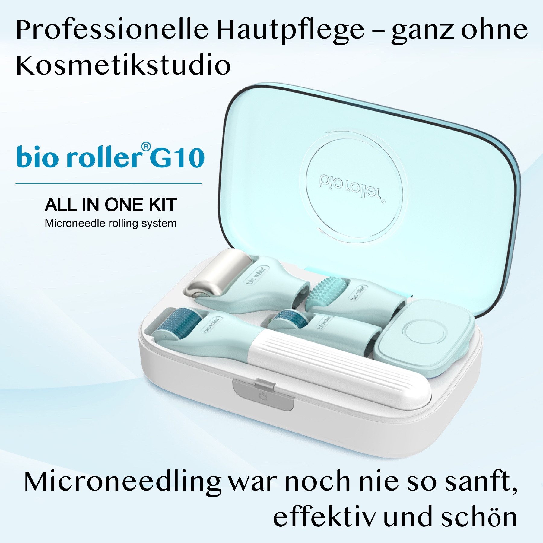 P-Beauty Cosmetic Accessories Dermaroller Bio Roller Microneedling Gesichtspflege Hautpflege 10 in 1 Set, 10-tlg., Dermaroller, Microneedling, Anti-Aging, Anti-Falten