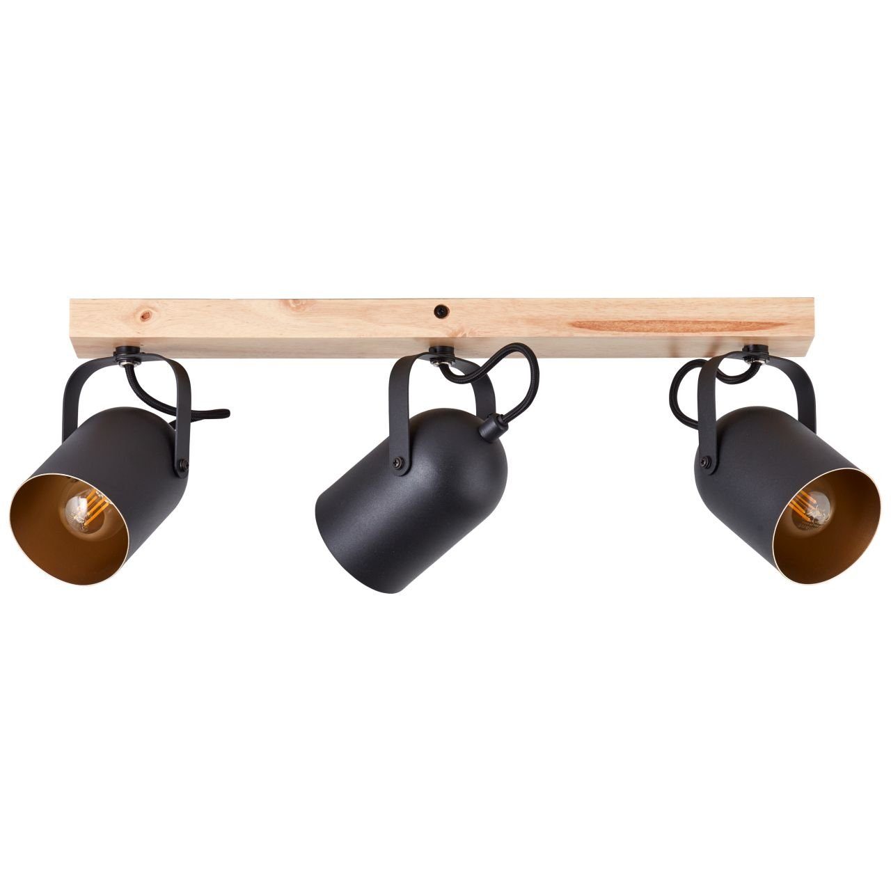 Brilliant Deckenstrahler Tronte, ohne Leuchtmittel, 58 cm Breite, E14, schwenkbar, Metall/Holz, goldfarben/schwarz/braun