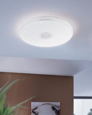EGLO LED Deckenleuchte Milazzo, Leuchtmittel inklusive, Badezimmer Lampe, Kristalleffekt LED Deckenleuchte, IP44, Ø 40cm