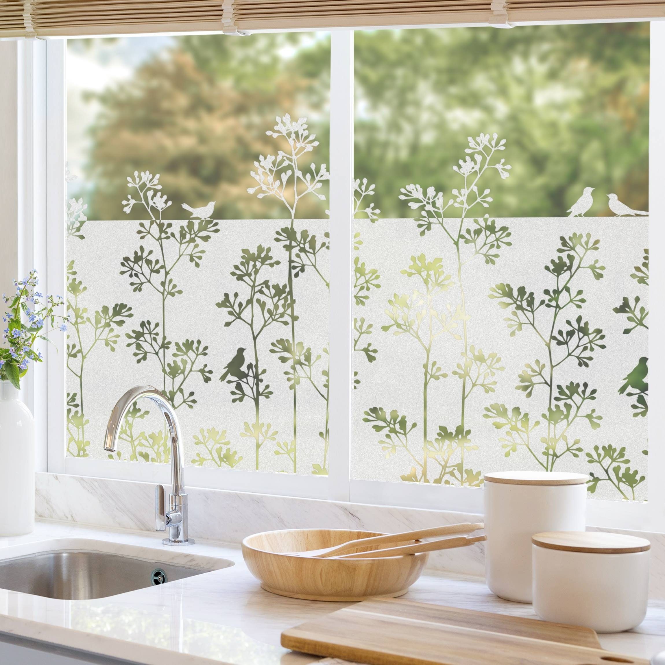 Bilderdepot24 Fensterfolie statisch haftend Motiv Fensterdeko Vögel Gräser Bordüre Tiere, blickdicht, Innen Fenster Tür Balkontür Küche Badezimmer Wohnzimmer Sc – Bild 4 von 5