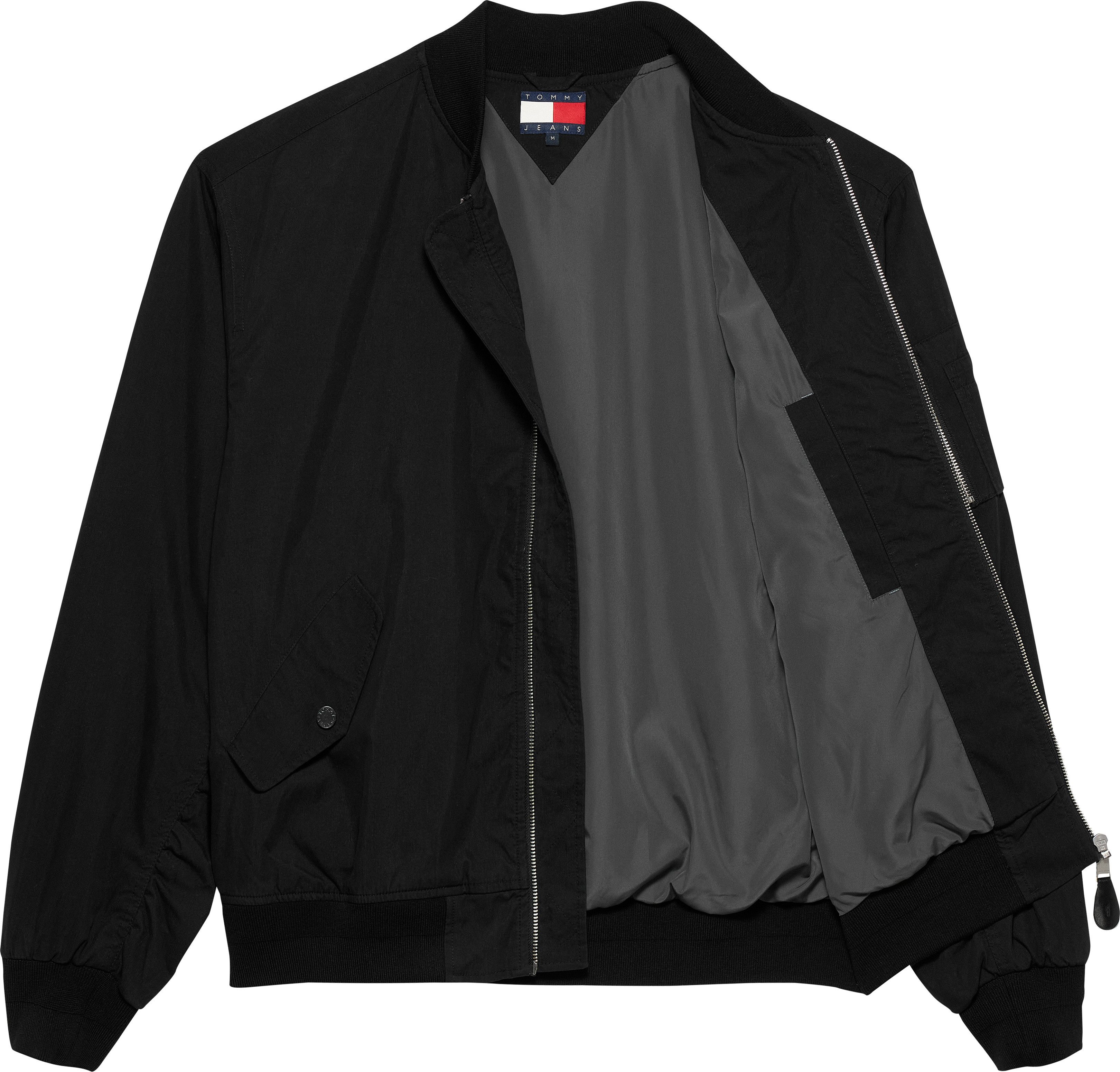 Tommy Jeans Bomberjacke TJM COTTON BOMBER JACKET Fliegerjacke, Freizeitjacke Übergangsjacke Stehkragen Lightweight