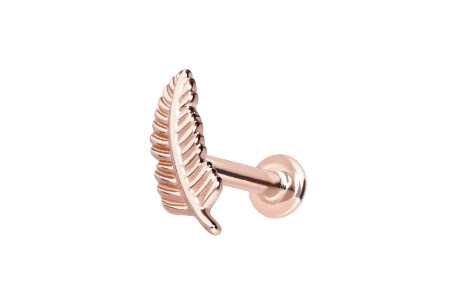 PIERCINGLINE Piercing-Set 14 Karat Gold Labret mit Push Fit FEDER (Labrets, 1-tlg)