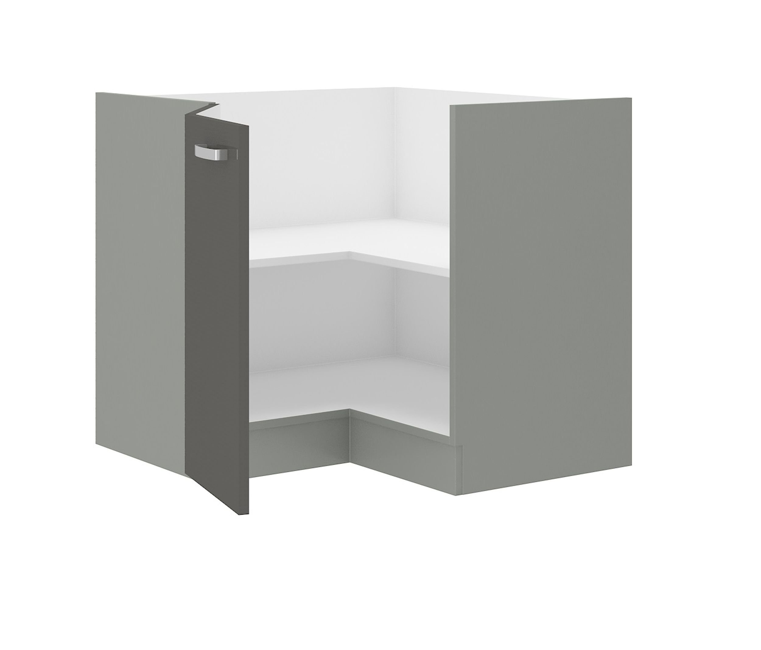 Küchen-Preisbombe Eckunterschrank 90x90 cm Küche Bianca Grey Grau Hochglanz günstig online kaufen
