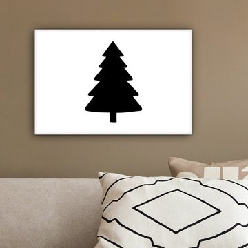 OneMillionCanvasses® Leinwandbild Weihnachtsbaum - Schwarz - Weihnachten - Party, (1 St), Wandbild Leinwandbilder, Aufhängefertig, Wanddeko, 30x20 cm