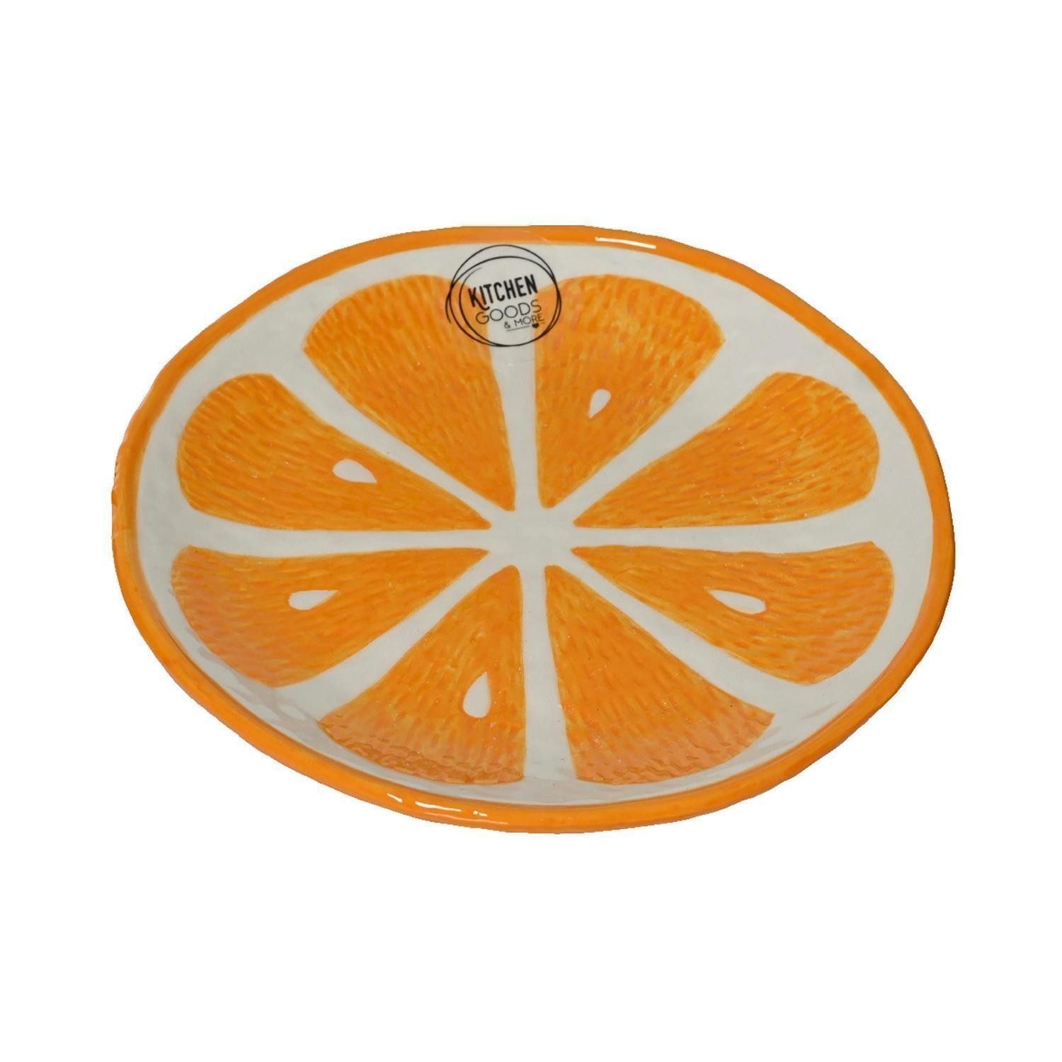 Kaemingk Dessertteller CITRI, Ø 16 cm, Orange, Weiß, (1 St), Dolomit, Orangenform