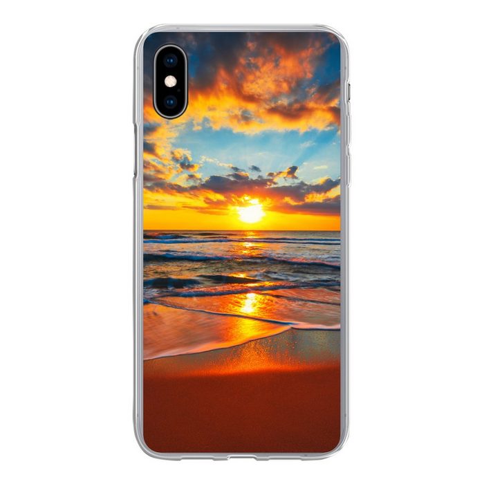 MuchoWow Handyhülle Meer - Sonnenuntergang - Strand - Wolken - Orange Handyhülle Apple iPhone Xs Smartphone-Bumper Print Handy