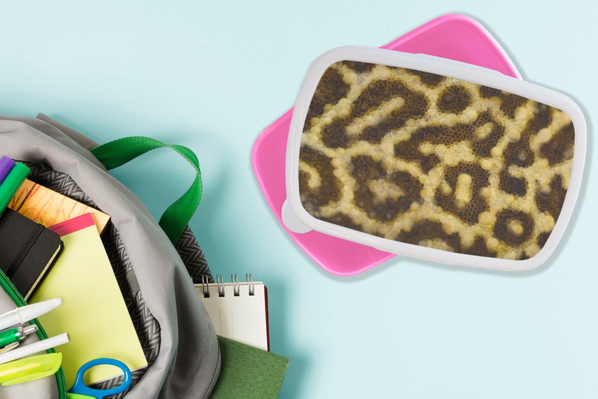 Mädchen, MuchoWow Nahaufnahme Leopardenmustern, Brotbox (2-tlg), Lunchbox Kunststoff, rosa Kinder, für von Brotdose Erwachsene, Snackbox, Kunststoff